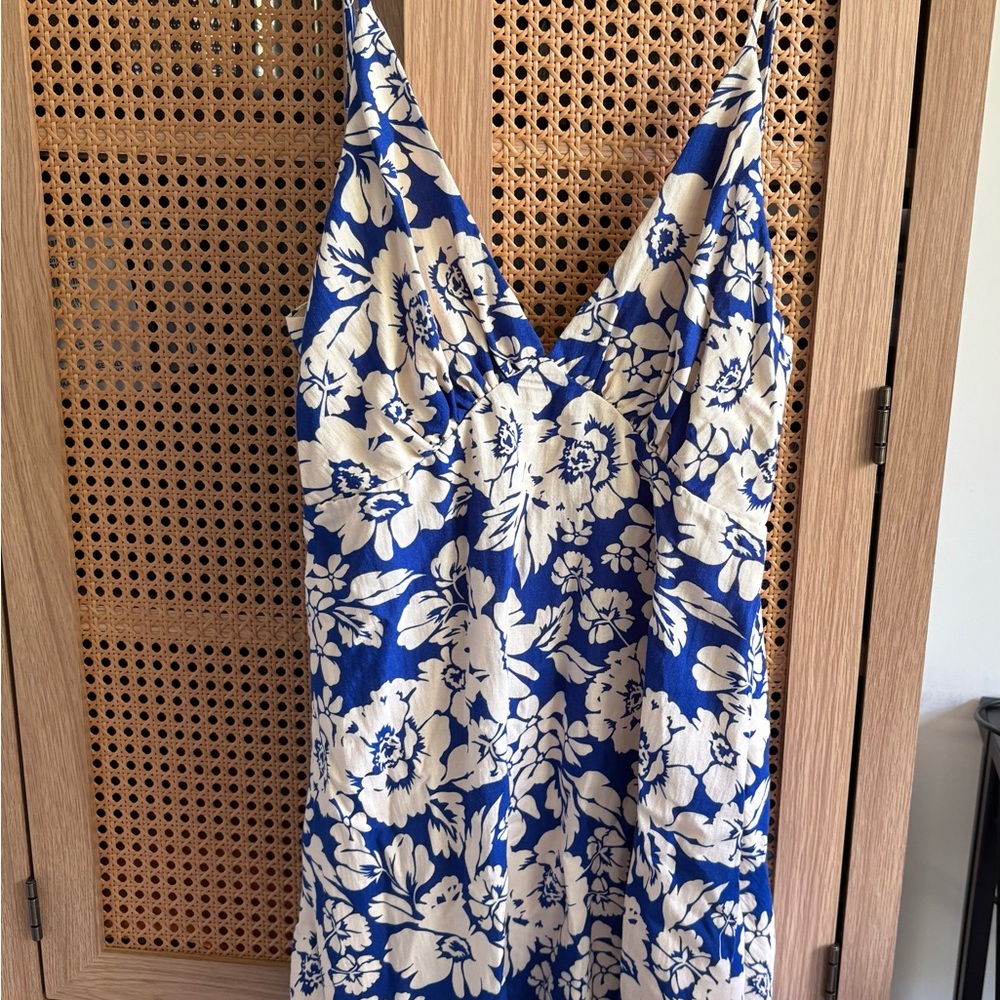 Lulu's Cream and Blue Dress